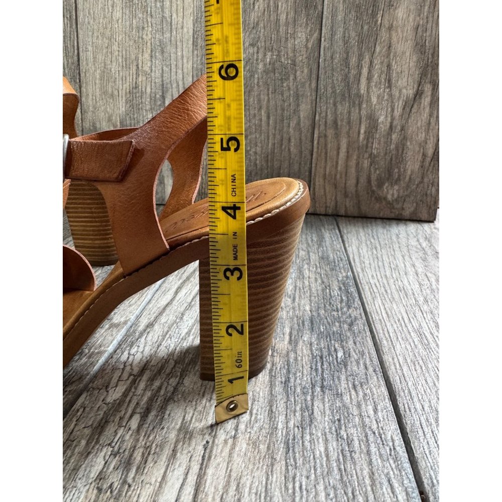 Madewell Loren Leather Ankle Strappy Heeled Sandals Minimalist Tan Womens Sz 8.5 - Picture 5 of 9